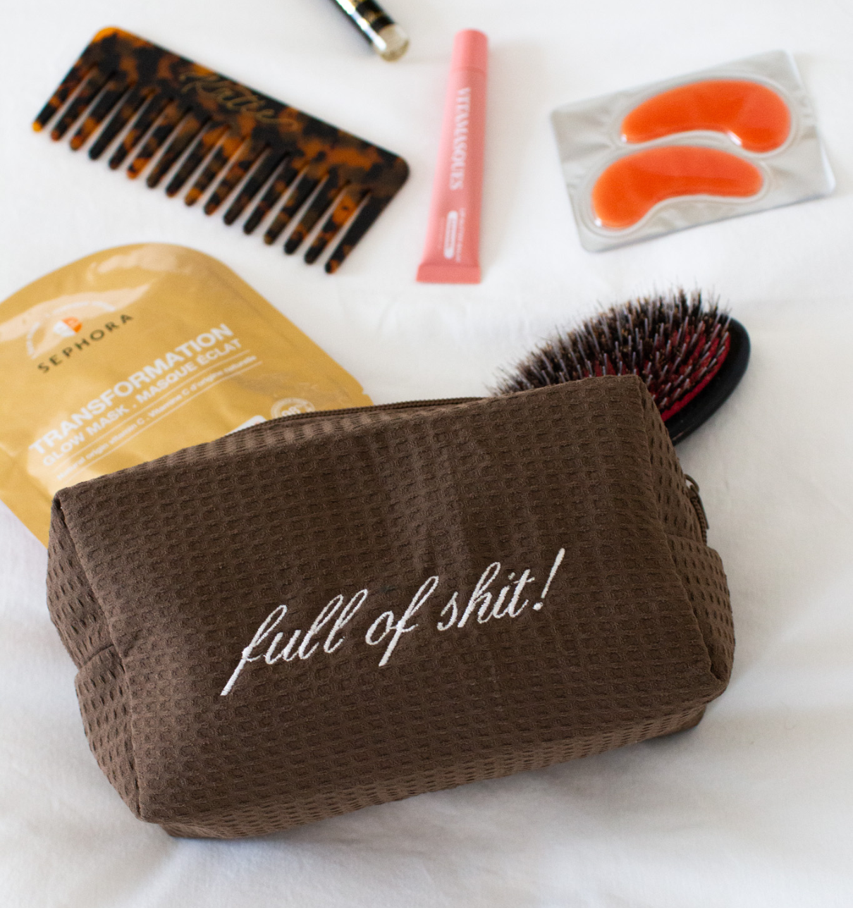 Custom Phrase Waffle Cosmetic Pouch