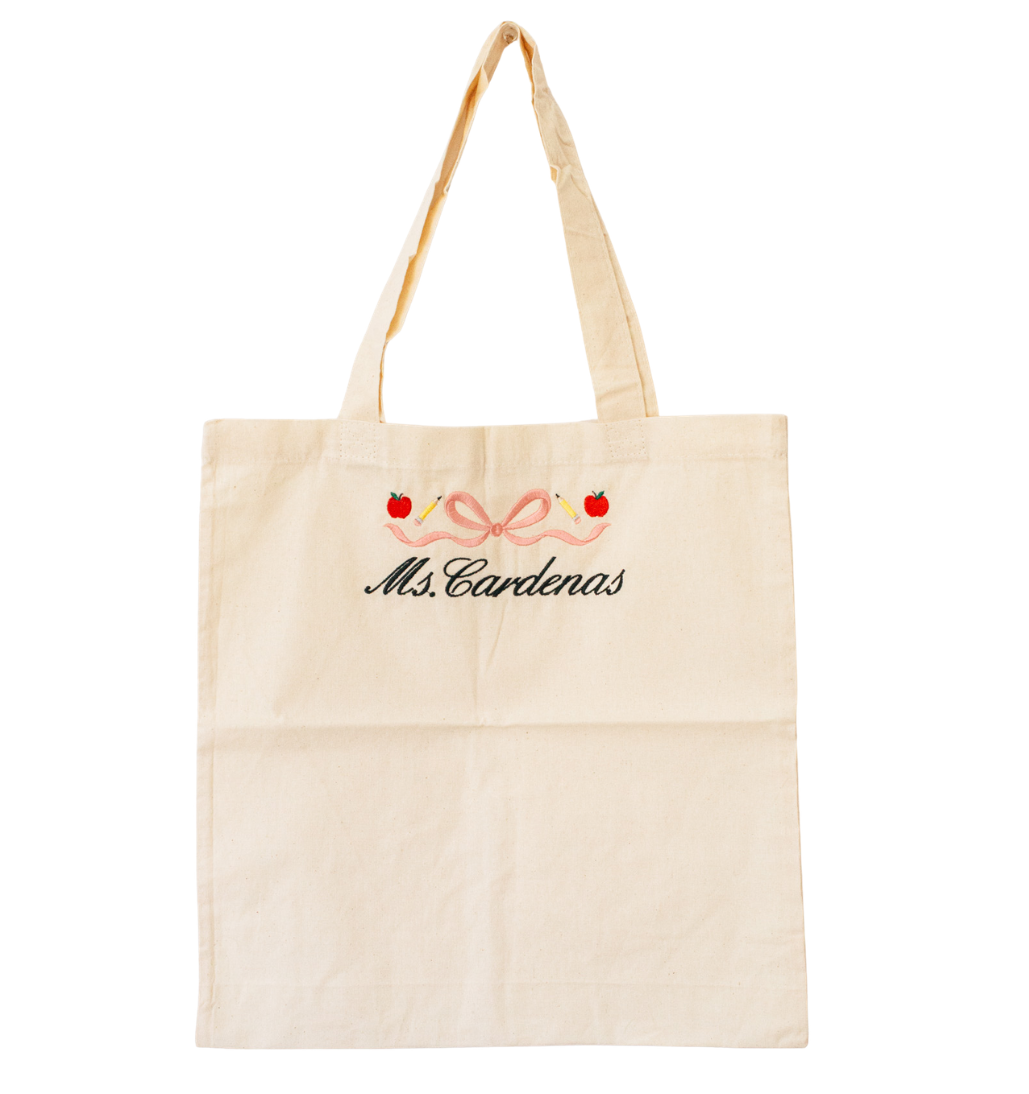 Custom Embroidered Light Weight Book Bag | Teacher Appreciation Book Bag