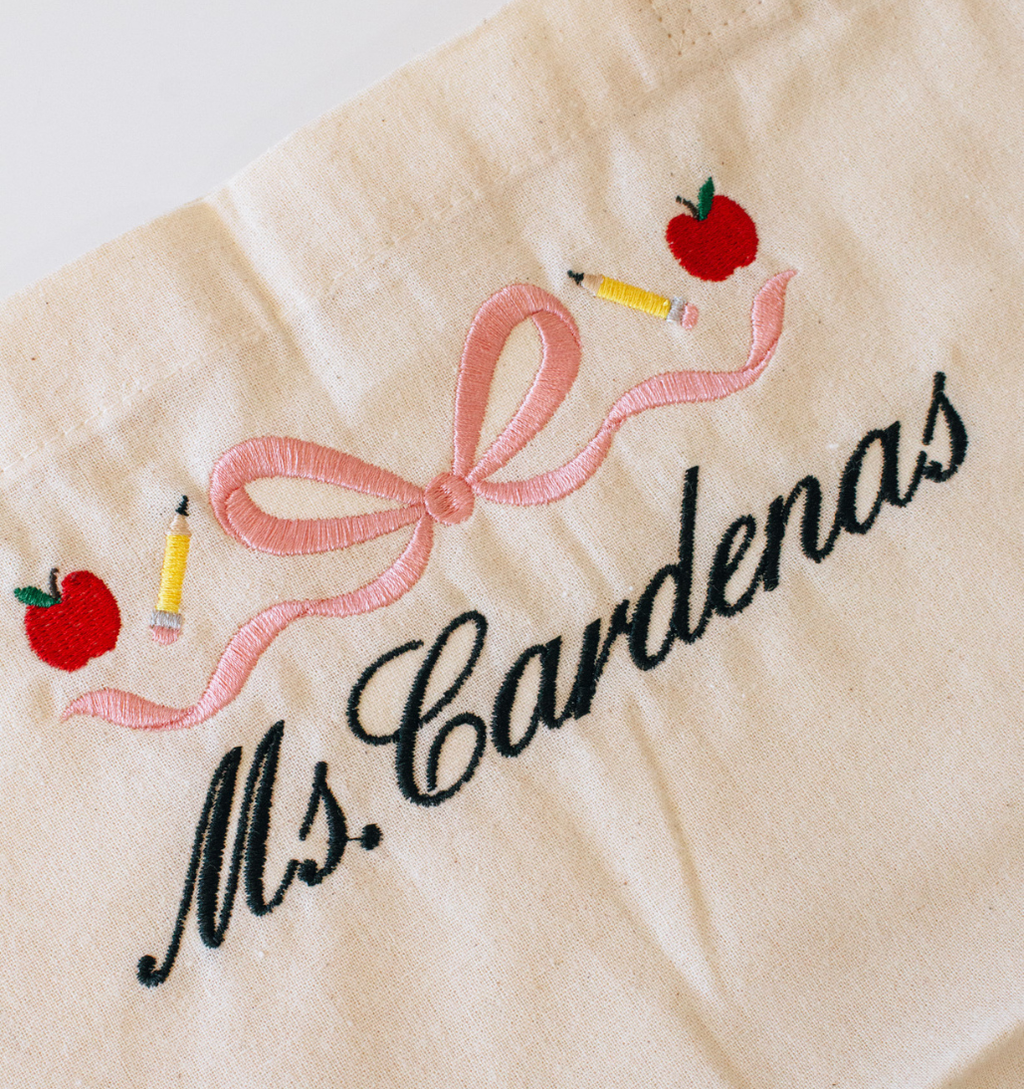 Custom Embroidered Light Weight Book Bag | Teacher Appreciation Book Bag