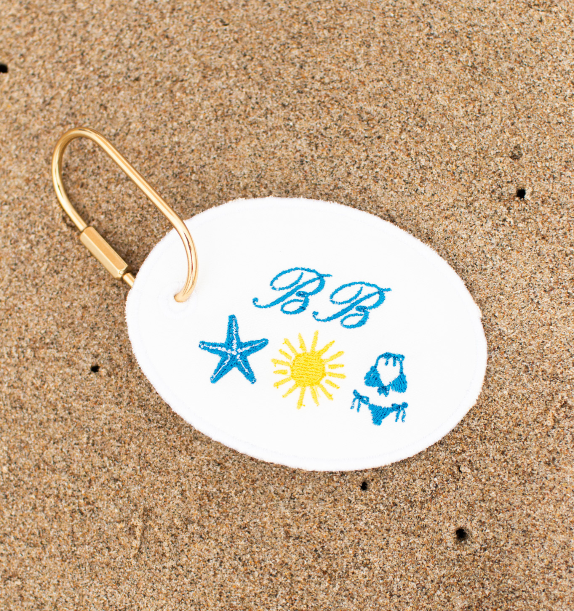 Summer Travel Bag Tag – Personalized Luggage Tag with Gold Carabiner