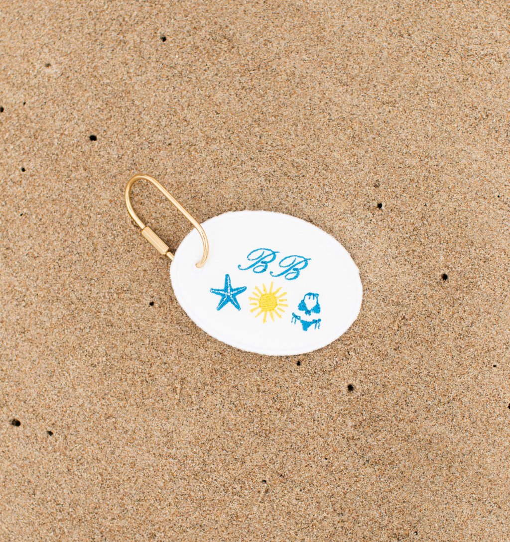 Summer Travel Bag Tag – Personalized Luggage Tag with Gold Carabiner