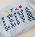 Custom Gingham Appliqué Teacher Name Shirt | Personalized Teacher Name Shirt