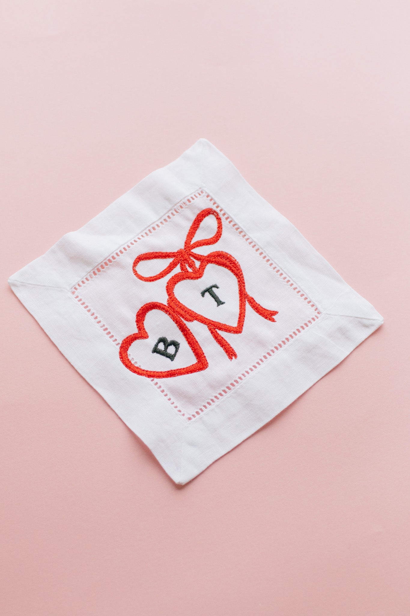 Initials Locket with Bow Cocktail Napkin Set