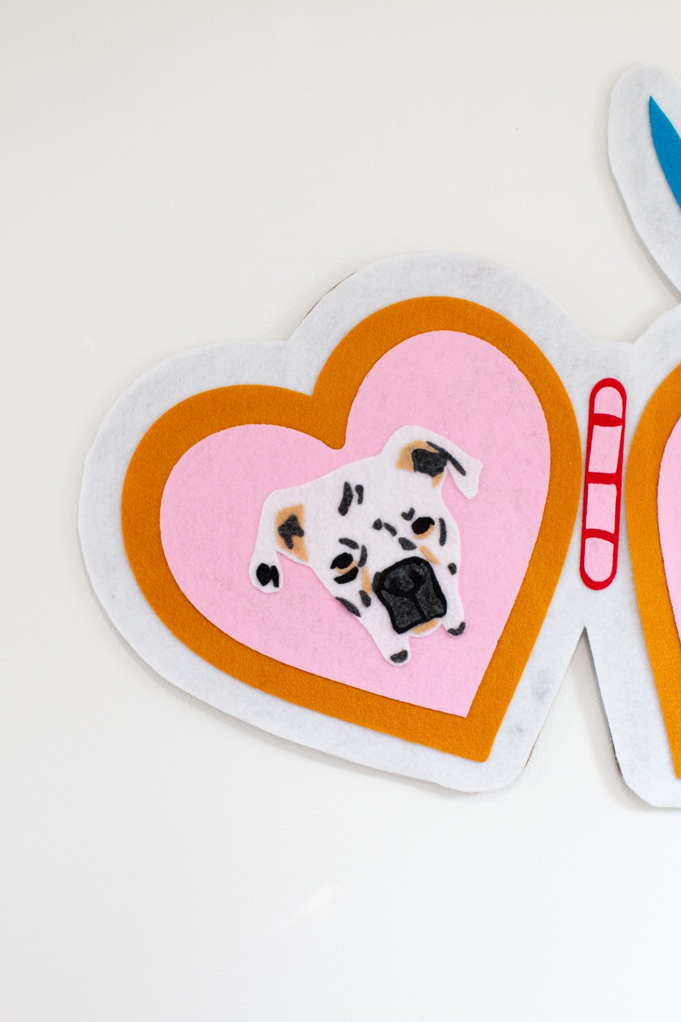 Pet Portrait Heart Locket Felt Banner