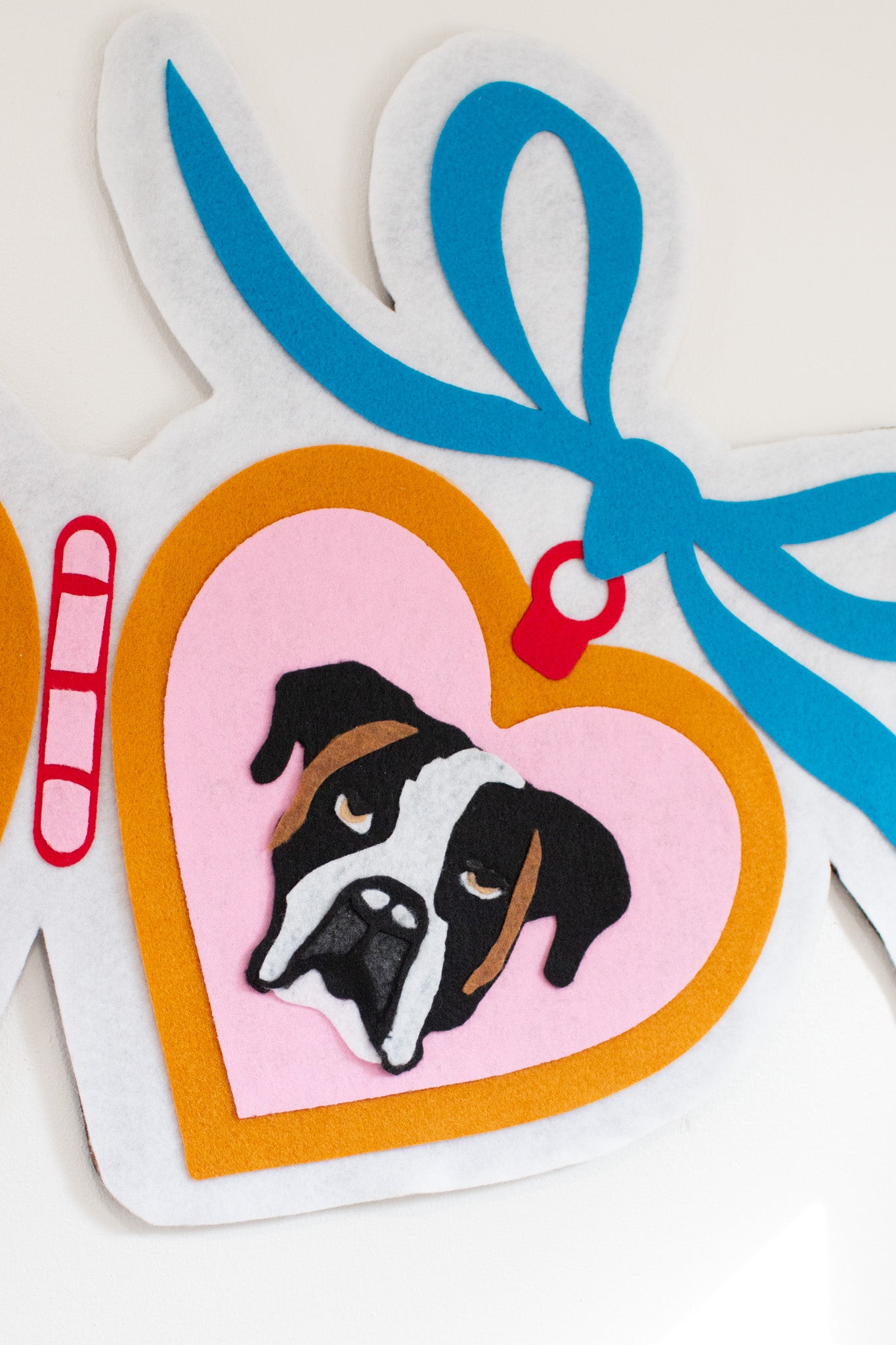 Pet Portrait Heart Locket Felt Banner