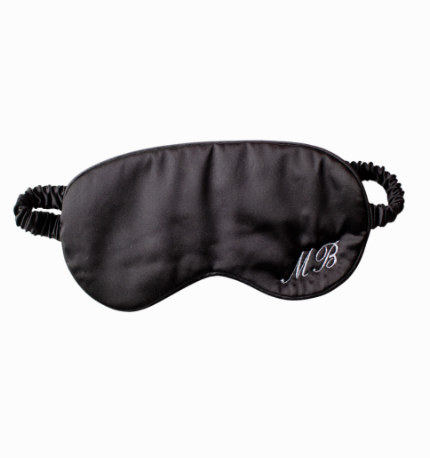Personalized Initials Satin Eye Mask – Custom Embroidered Sleep Mask