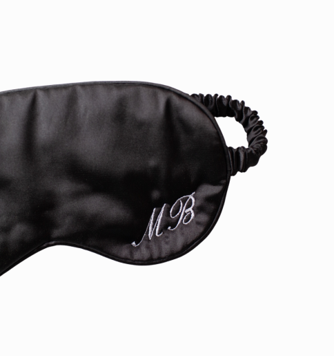 Personalized Initials Satin Eye Mask – Custom Embroidered Sleep Mask