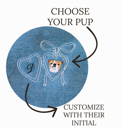 Personalized Dog Lover Denim Pouch – Custom Breed & Initial